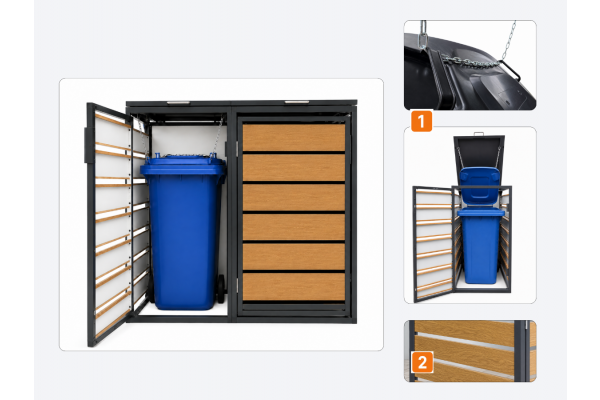 ZABUDOWA ŚMIETNIKOWA 2x120L kolor DREWNO